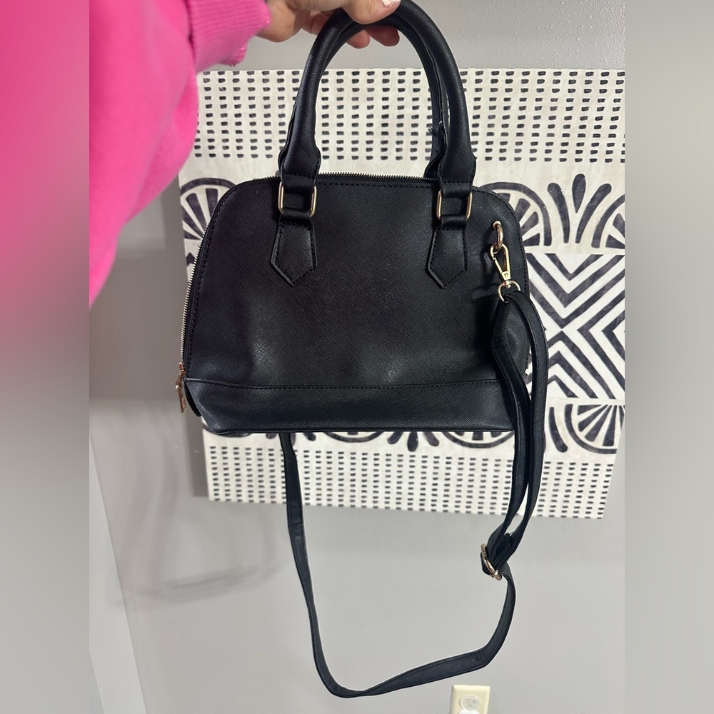 Black Handbag with Gold Accents - Picture 6 of 10